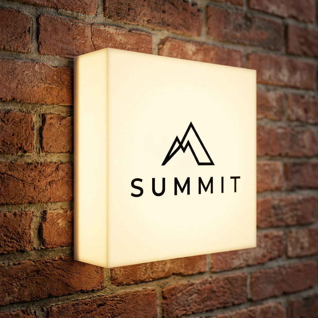 Custom logo light box sign in a lobby